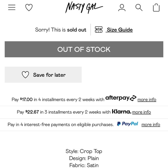 NWT Nasty Gal ‘Satins All the Time’ High Neck Crop Top Size 0 in Lilac - Picture 6 of 10